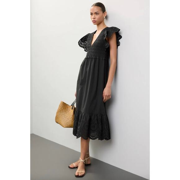 Rails Black Clementine Eyelet Midi Dress Sz XL - Picture 1 of 7